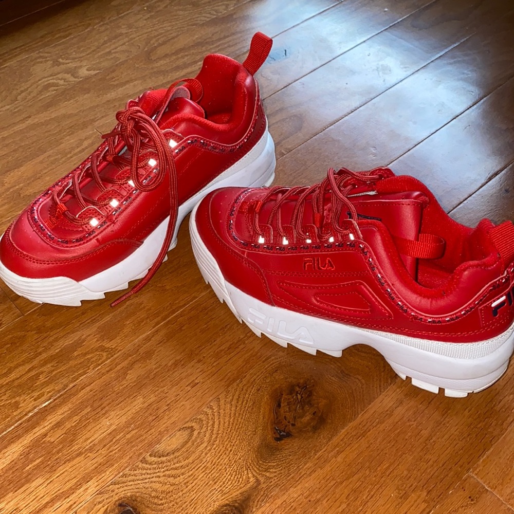 Red Fila sneakers!